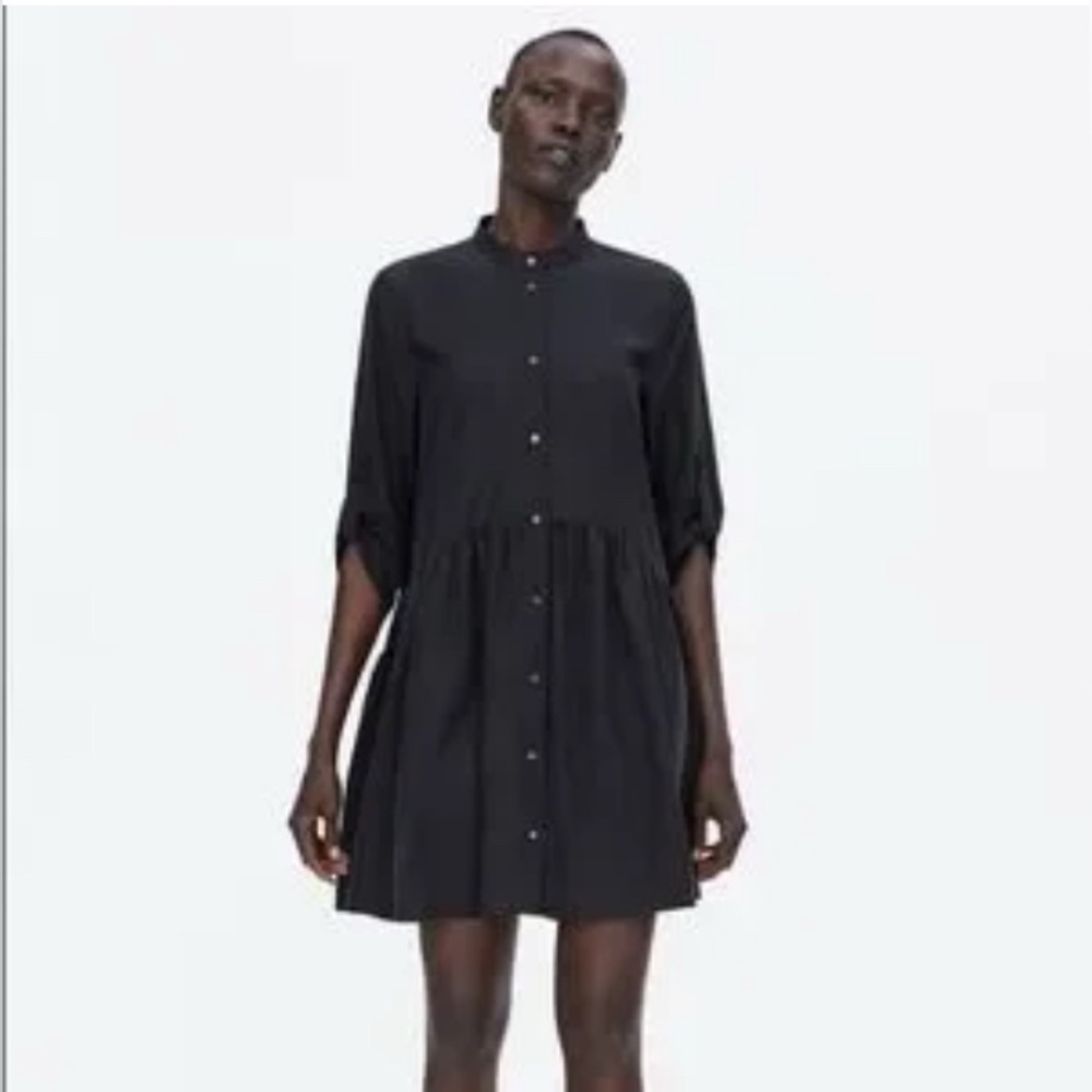 SIZE 3XL Amazon Women’s Long Sleeves Flowy Mini Shirt Dress In Navy Blue